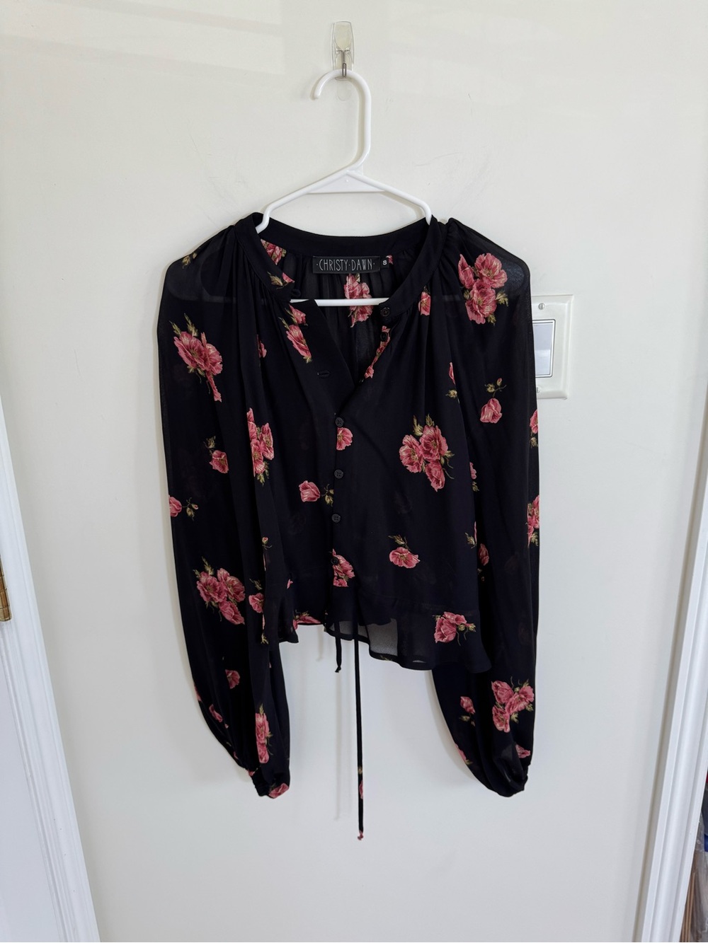 Christy Dawn Floral Blouse Deadstock Fabric Buttons Bohemian